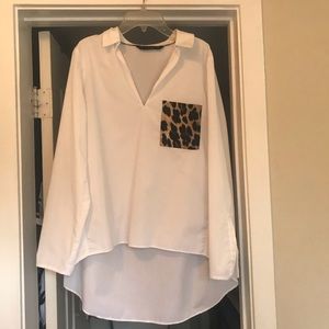 Zara Basics Cheetah pocket blouse